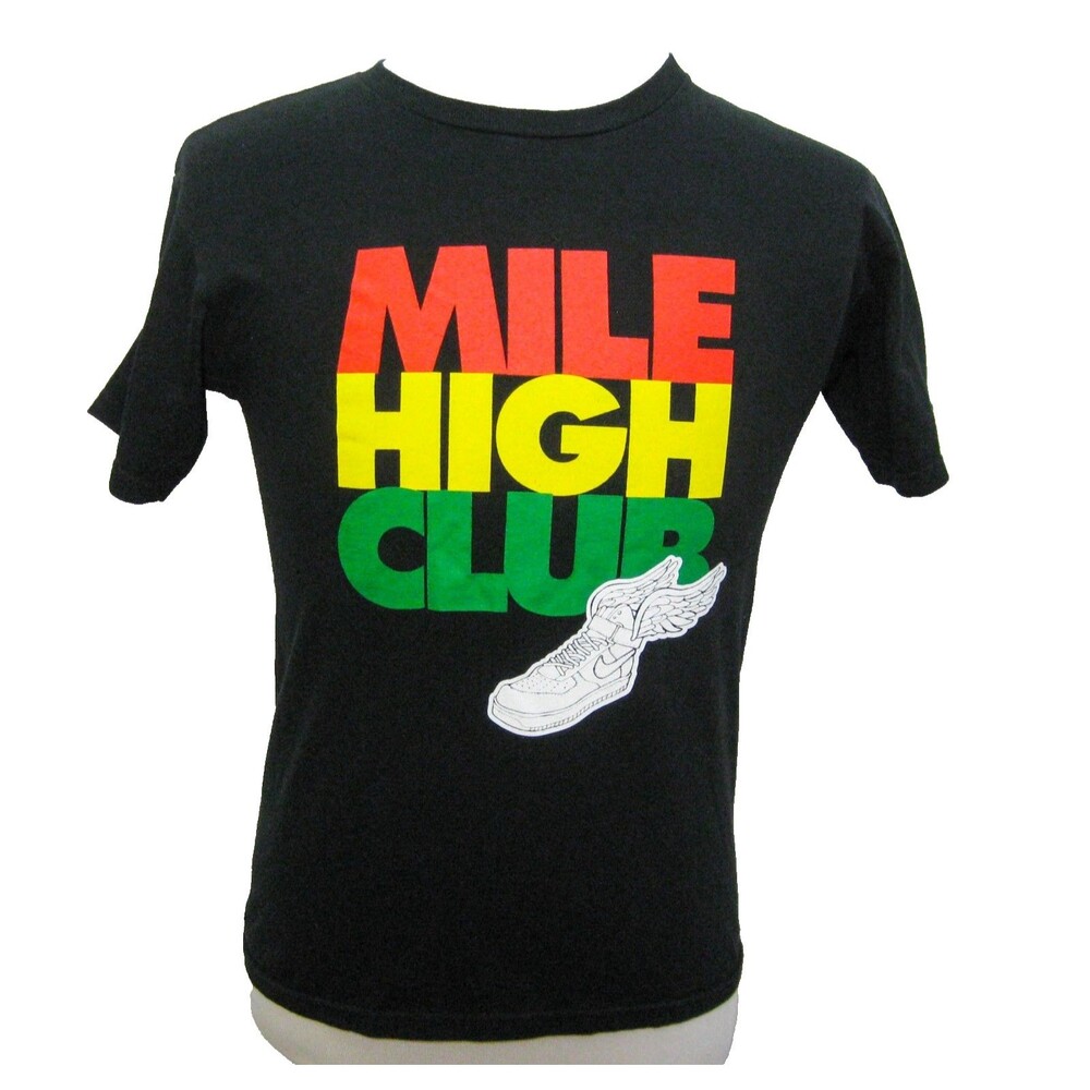 Nike T-Shirt Mens Small Black Short Sleeve Athletic Graphic Mile High Club Top